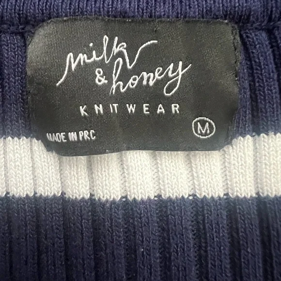 Milk And Honey Knitwear Blue And White striped Top Size M (0714) - Picture 5 of 13